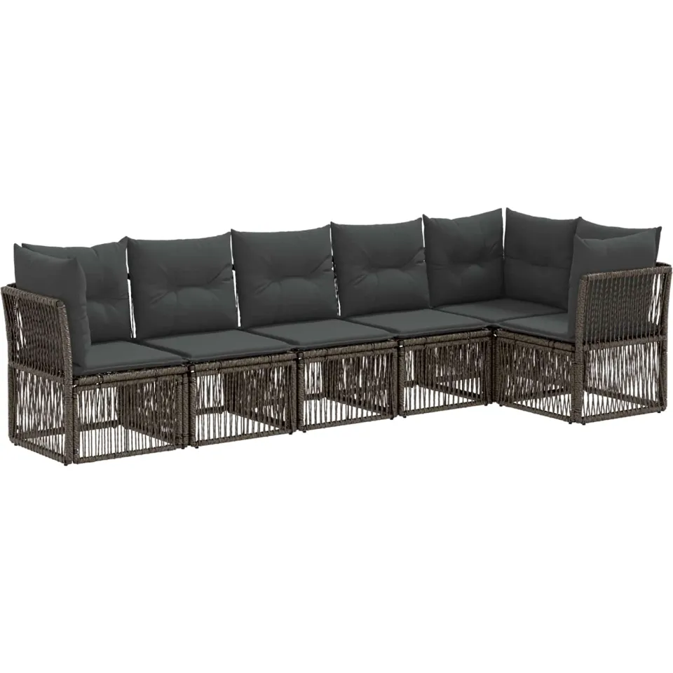vidaXL Tuinbankenset 6 st 6-zits Grijs poly rattan, foto 3
