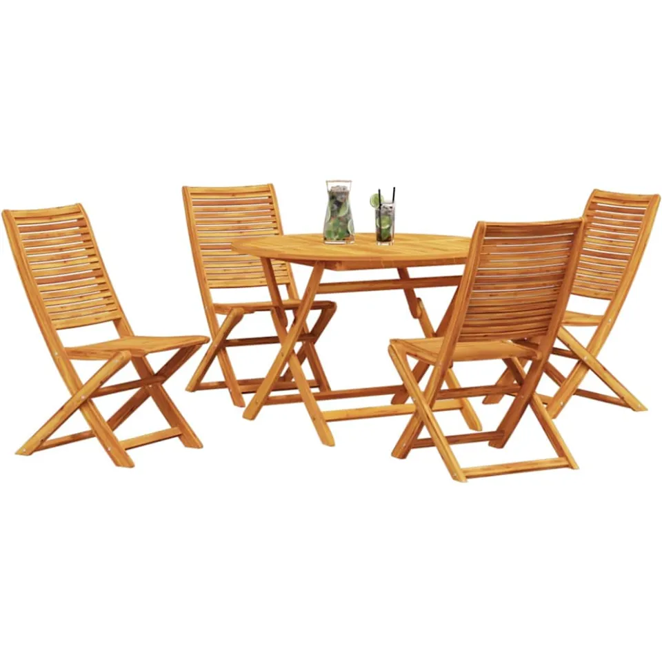 vidaXL Tuin eettafelset 5 st Bruin Massief Acaciahout, foto 2