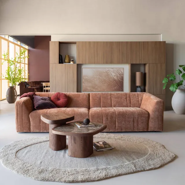 WOOOD Granu Salontafel - Marmer/Mangohout - Bruin - 39x70x60 brown