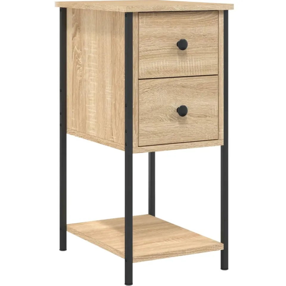 vidaXL Nachtkastje 32x42x70 cm bewerkt hout sonoma eikenkleurig, foto 3