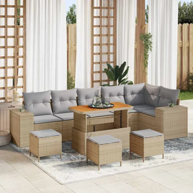 vidaXL Tuin Sofa Set 10 st Beige poly rattan, foto 2