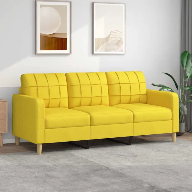 vidaXL Driezitsbank 180 cm stof lichtgeel