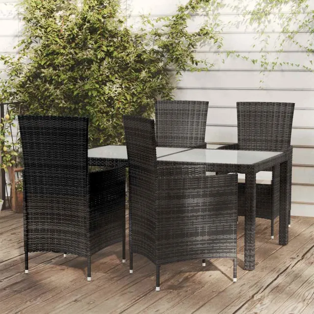 vidaXL 5-delige Tuinset met kussens poly rattan zwart, foto 2