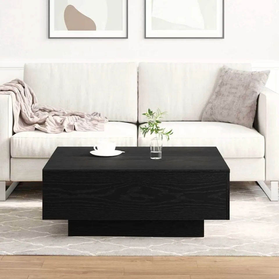 vidaXL Salontafel Zwart Eiken 80 x 80 x 31 cm, foto 3