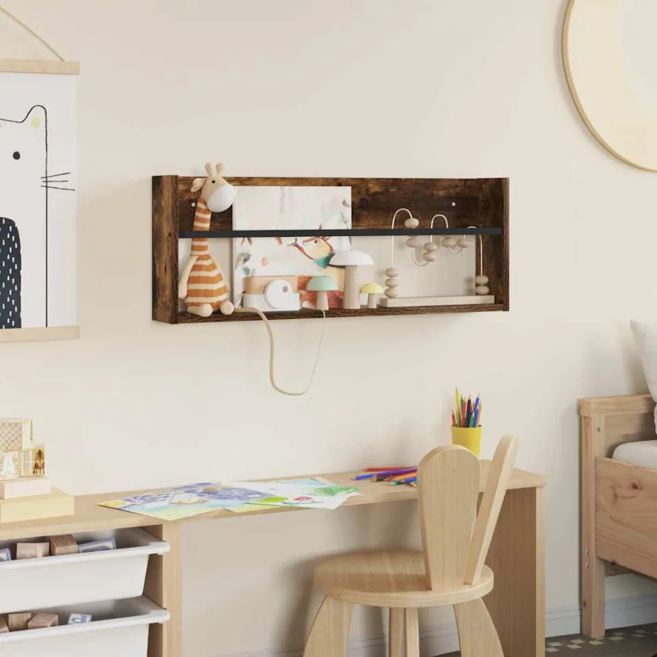vidaXL Tijdschrift Rek Gerookt eiken 80 x 12 x 30 cm Bewerkt hout, foto 4