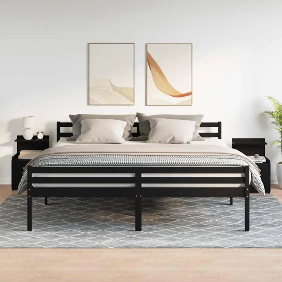 vidaXL Nachtkastjes 2 st met 2 lades zwart 40x36,5x62 cm, foto 2
