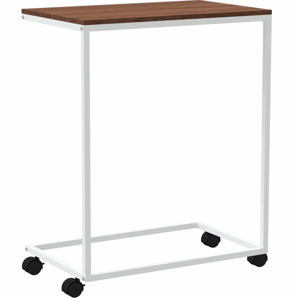 vidaXL Bijzettafel met wieltjes 55x35x70 cm bewerkt hout wit, foto 4