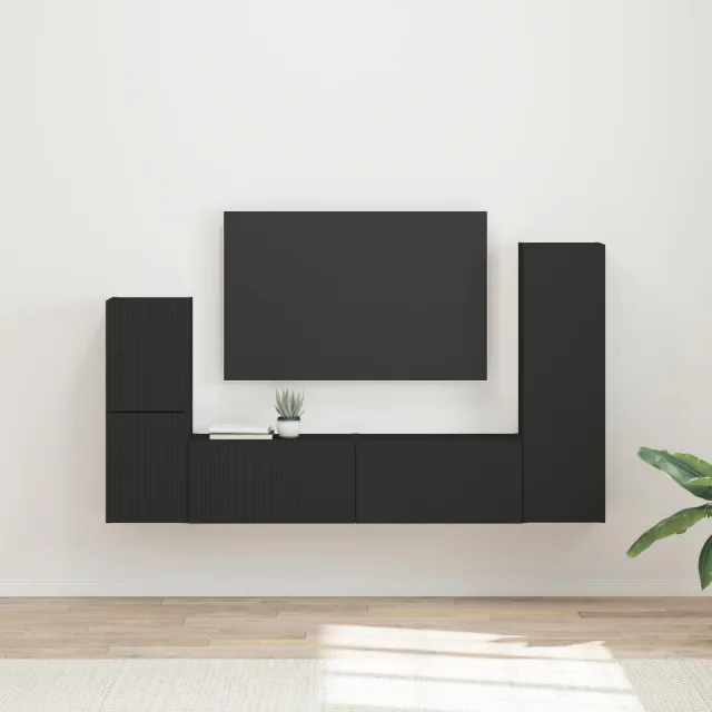 vidaXL Tv-meubelset 4 st 30 x 31 x 100 cm Zwart, foto 2