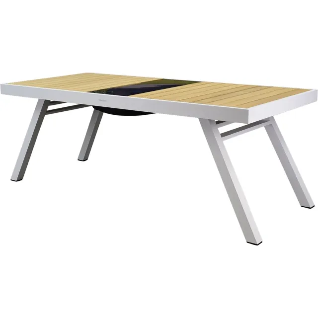 Higold York dining tuintafel 200x90xH75 cm aluminium wit teak - glass top