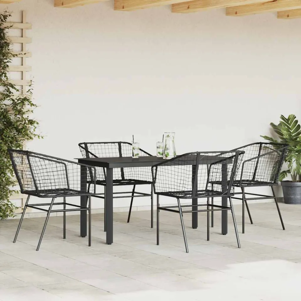 vidaXL 5-delige Tuinset poly rattan glas zwart, foto 2