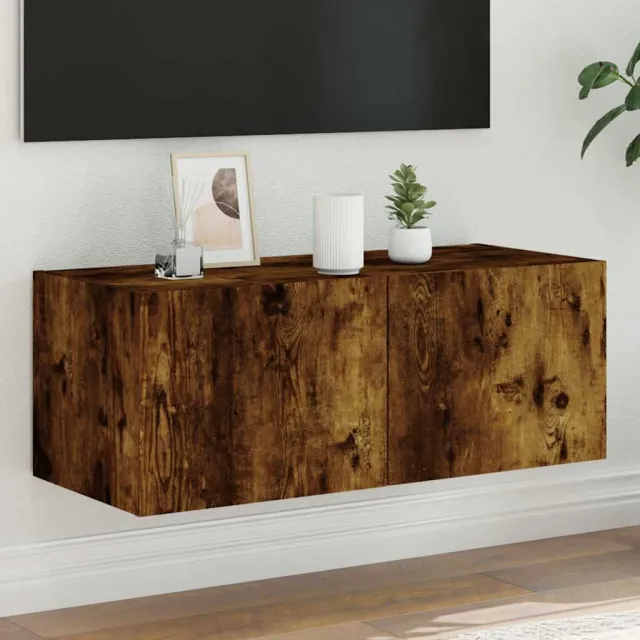 vidaXL Tv-wandmeubel met LED-verlichting 80x35x31 cm gerookt eiken, foto 2