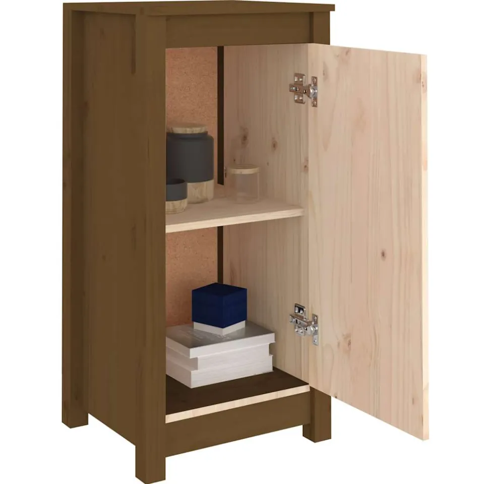vidaXL Dressoirs 2 st 39x35x80 cm massief grenenhout honingbruin
