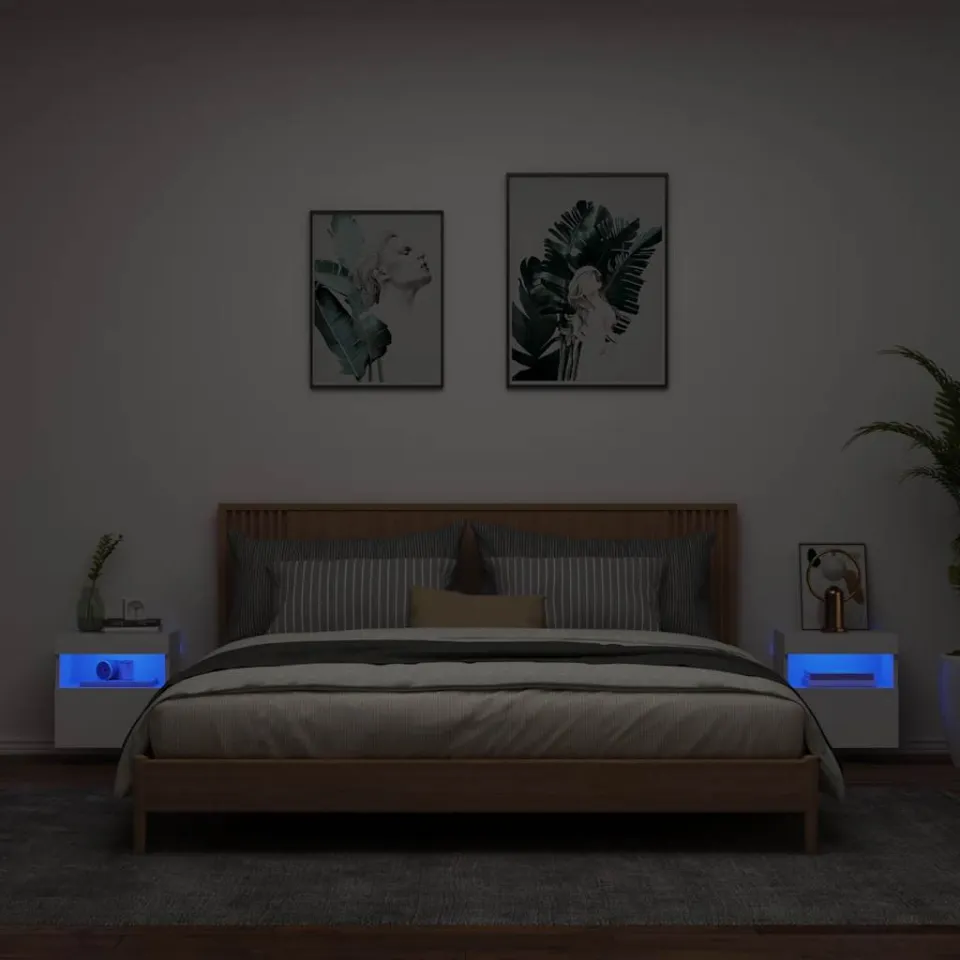 vidaXL Tv-wandmeubels met LED-verlichting 2 st 40x30x40 cm wit, foto 3