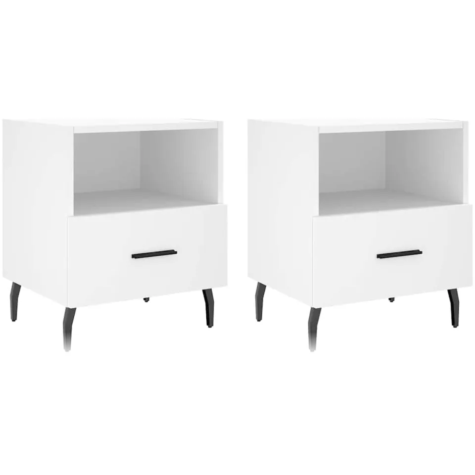 vidaXL Nachtkastjes 2 st 40x35x47,5 cm bewerkt hout wit, foto 3