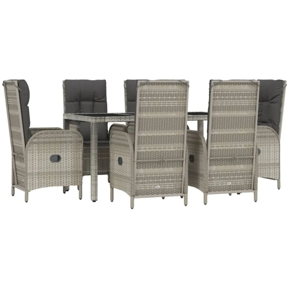 vidaXL 7-delige Tuinset met kussens poly rattan grijs, foto 3