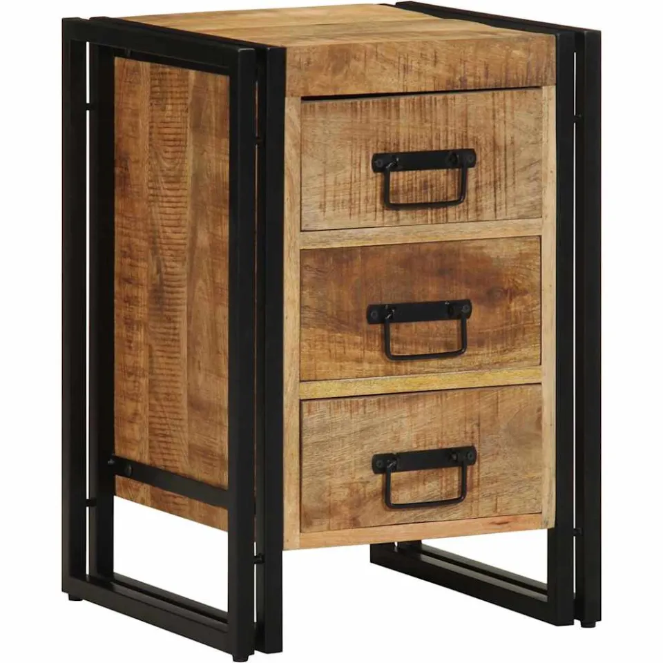 vidaXL Nachtkastje met lade Bruin 40 x 40 x 59 cm Massief Mango Hout, foto 2