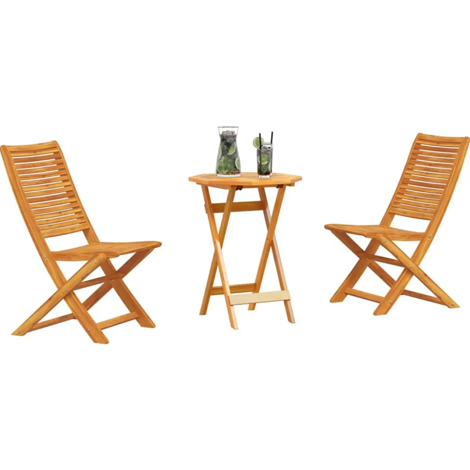 vidaXL Vouw Bistro Set 3 st 2-zits Bruin Massief Acaciahout, foto 2