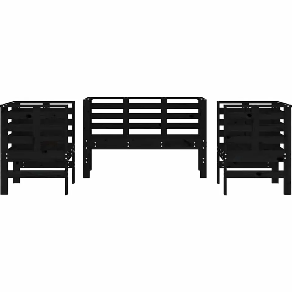 vidaXL 3-delige Loungeset massief grenenhout zwart, foto 4