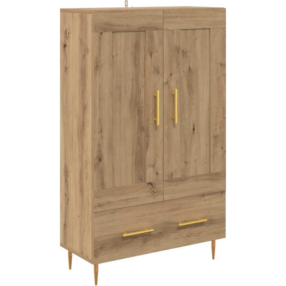 vidaXL Highboard Artisan Eiken 69,5 x 31 x 115 cm Bewerkt hout, foto 3