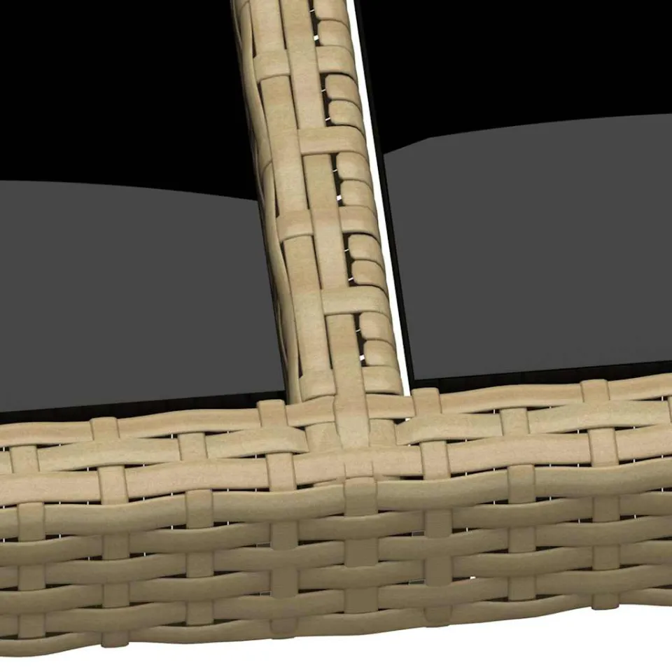 vidaXL Tuintafel met glazen blad poly rattan beige, foto 4