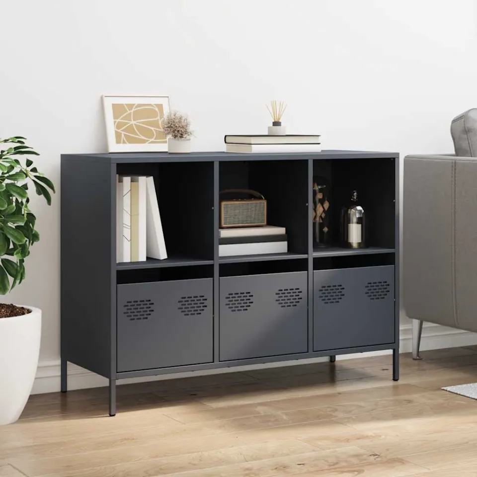 vidaXL Dressoir 101,5x39x73,5 cm koudgewalst staal antracietkleurig, foto 2
