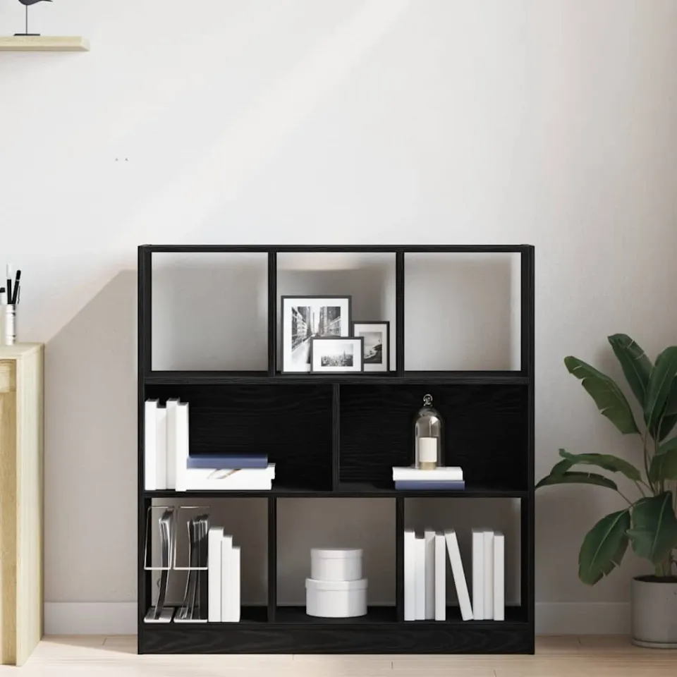 vidaXL Boekenkast 97,5x29,5x100 cm spaanplaat zwart eikenkleurig, foto 3