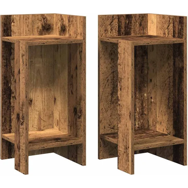 vidaXL Bijzettafels - 2 - st - met - plank - 25,5x27x60 - cm - oud - houtkleurig oud hout