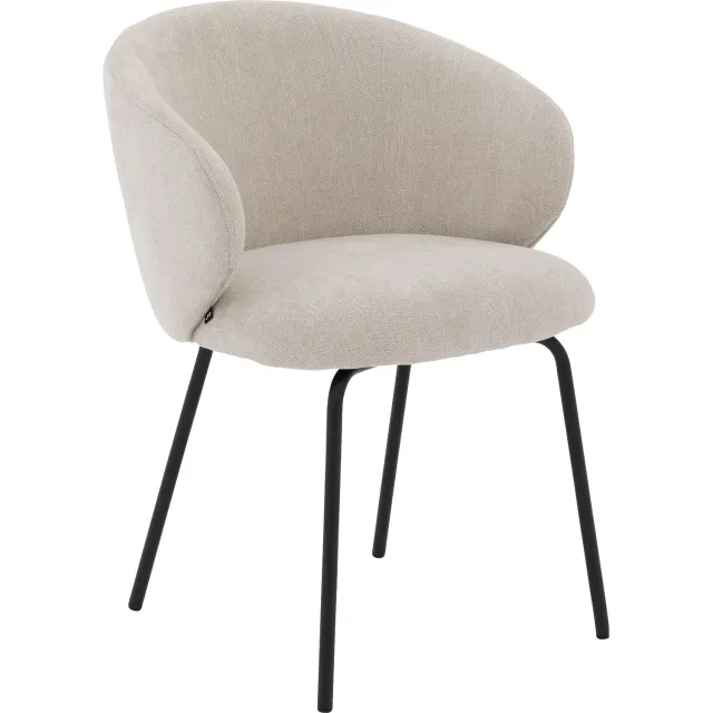 Goossens Stoel Noomi beige stof met armleuning