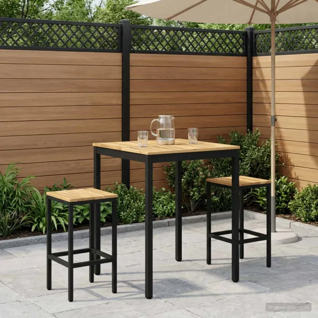 vidaXL Tuinbar Tafel NAARDEN Whitewash en zwart 80 x 80,5 x 105 cm, foto 2