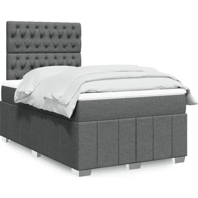 vidaXL Boxspring met matras stof donkergrijs 120x190 cm grijs