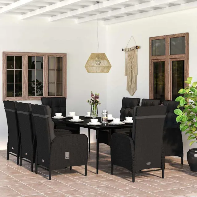 vidaXL 9-delige Tuinset met kussens zwart, foto 2