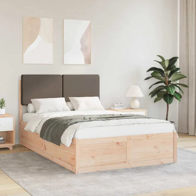 vidaXL Bedframe met Gevoerd Hoofdgedeelte Taupe 120 x 200 cm