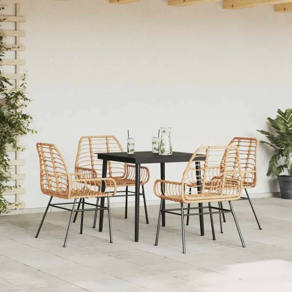 vidaXL 5-delige Tuinset poly rattan glas bruin, foto 2