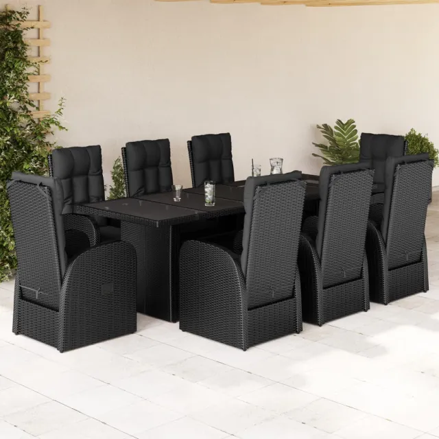 vidaXL 9-delige Tuinset poly rattan zwart, foto 2