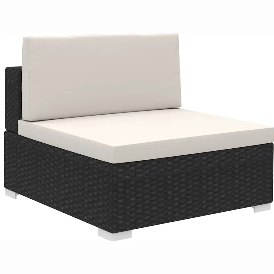 vidaXL 12-delige Loungeset met kussens poly rattan zwart, foto 4
