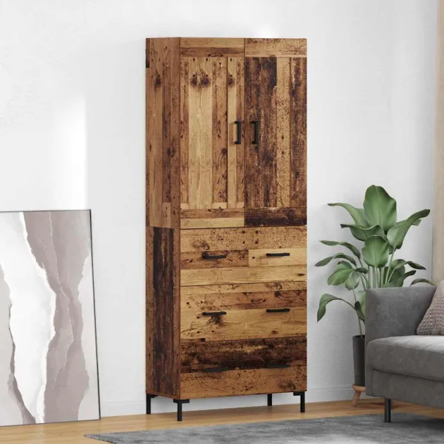 vidaXL Hoge kast 2 st Oud Hout 69,5 x 34 x 180 cm Bewerkt hout bruin, foto 2