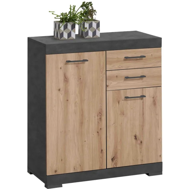 Opbergkast Hermes Artisan Eiken 80x50x90 cm - 2 Bruin | Grijs