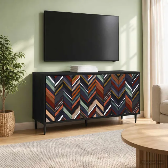 vidaXL Tv-meubel OMMEN 102 x 33 x 51 cm Zwart eiken Bewerkt hout, foto 2