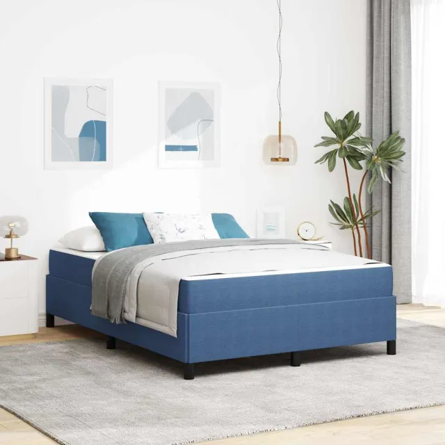 vidaXL Bedframe met matras Blauw 140 x 190 cm Stof