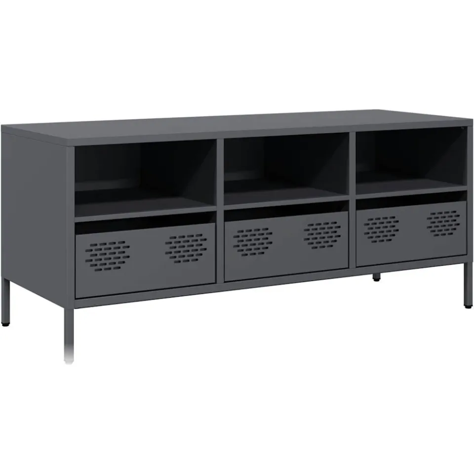 vidaXL Tv-meubel 101,5x39x43,5 cm koudgewalst staal antracietkleurig, foto 3