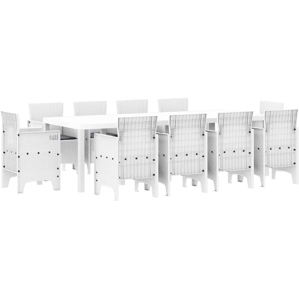 vidaXL Tuin Eetset 11 st Wit Polypropyleen