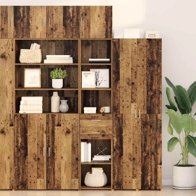 vidaXL Highboard Oud Hout 40 x 42,5 x 185 cm Bewerkt hout Bruin