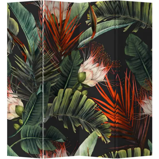 Fine Asianliving Kamerscherm Scheidingswand B160xH180cm 4 Panelen Botanische Planten Rood, Groen, Multicolour