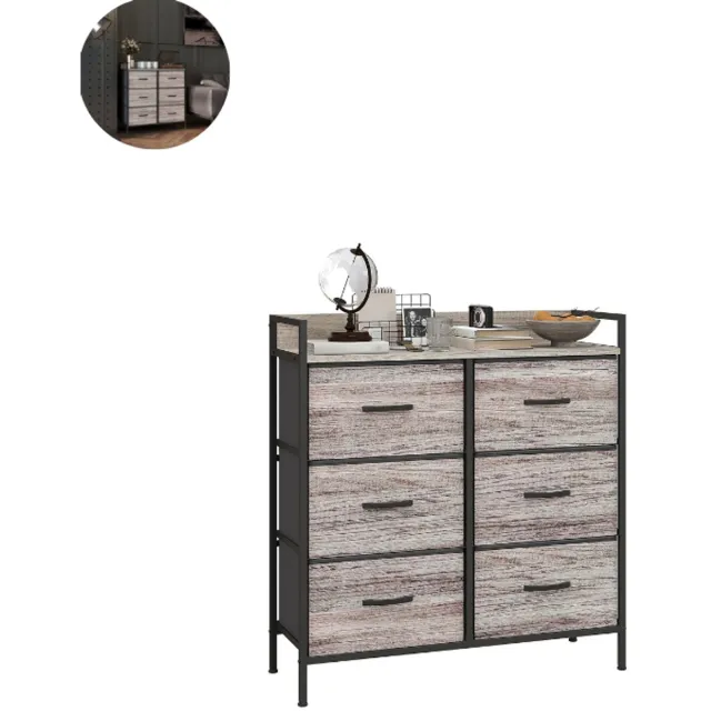 GranMaison Ladekasten - Slaapkamer - Kledingkasten - Commode - Organizer - Massief - Grijs+Zwart