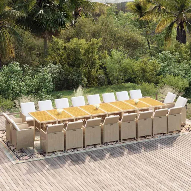 vidaXL 21-delige Tuinset met kussens poly rattan beige, foto 2