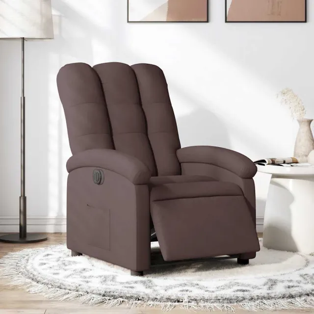 vidaXL Fauteuil verstelbaar elektrisch stof donkerbruin bruin