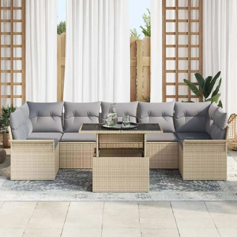 vidaXL Tuin Sofa Set 8 st Beige [Synthetisch]: Poly Rattan, foto 3