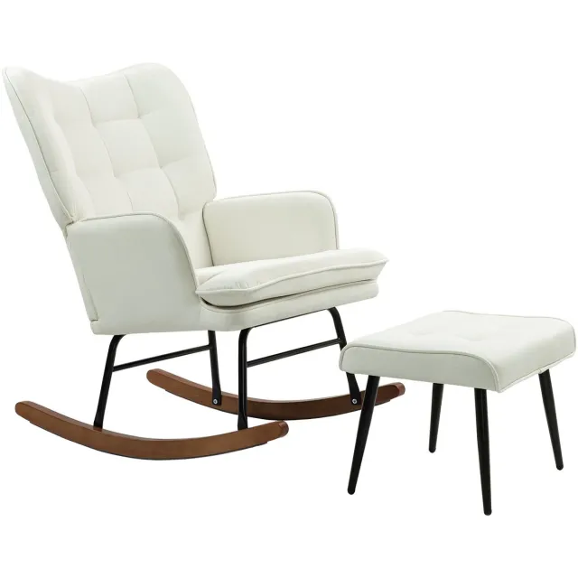 YYchan fauteuil met voetenbank - wit - 64 x 89 x 90 cm