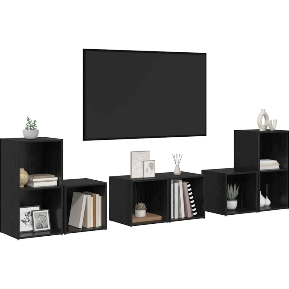 vidaXL Tv-meubelset 6 st 37 x 35 x 72 cm Zwart Eiken, foto 3