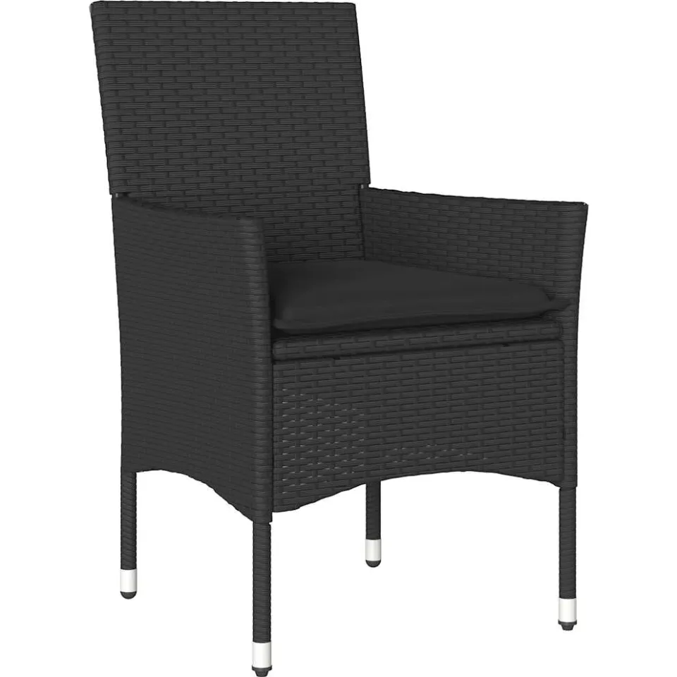 vidaXL 5-delige Loungeset met kussens poly rattan en acaciahout zwart